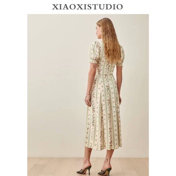 Reformation Lacey Linen Midi Dress - M - Picture 5 of 8